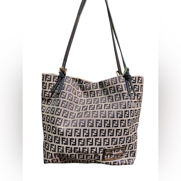 Fendi Zucchino mini tote in navy - Picture 1 of 7